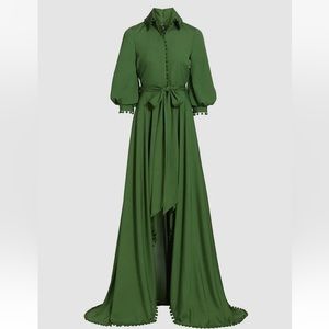 Badgley Mishka royal style beautiful dress green pompoms shirt style